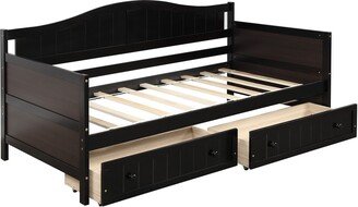 IGEMAN Twin Size Traditional Wood Daybed with 2 Drawers, 78.2''L*42.3''W*35.4''H, 86LBS