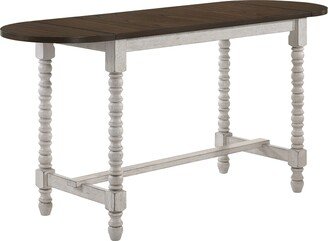 Lakeport Farmhouse Drop-Leaf Wood 71 in. Counter Height Table for Dining Room (Seats 6)