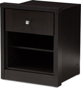 Danette Modern and Contemporary Finished 1 Drawer Nightstand Dark Brown