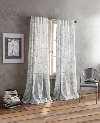 Promenade Floral 50 x 96 Sheer Poletop Curtain Set