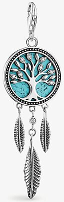 Womens Turquoise Charm Club Tree of Love Sterling-silver and Cubic Zirconia Charm