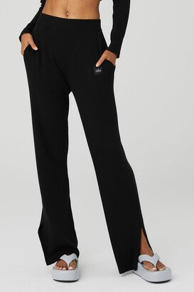 Knit High-Waist Salana Wide Leg Pants in Black, Size: XS |