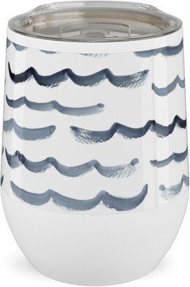 Travel Mugs: Ocean Waves Stainless Steel Travel Tumbler, 12Oz, White