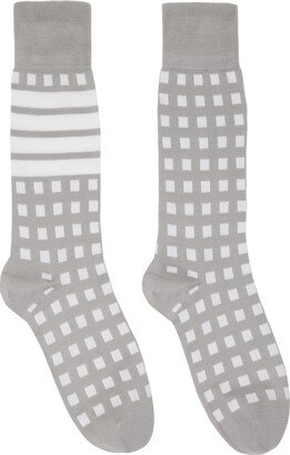 Gray Gingham 4-Bar Socks