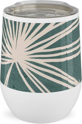 Travel Mugs: Palm Fronds Fan - Green Stainless Steel Travel Tumbler, 12Oz, Green