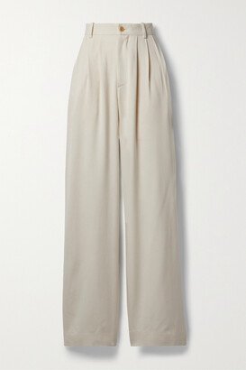 Rufos Pleated Cotton Wide-leg Pants - Cream