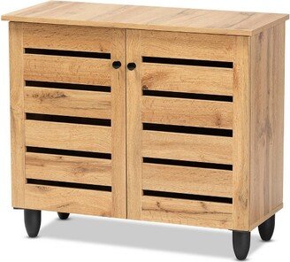 Gisela Wood 2 Door Cabinet Oak Brown/Black