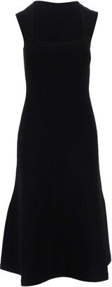 Square-Neck Flared Midi Dress