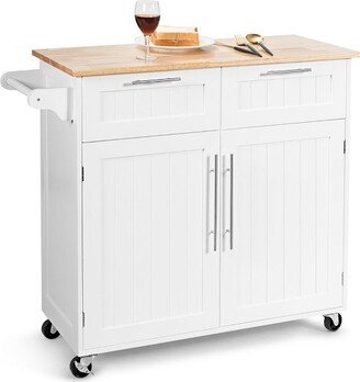 Rolling Kitchen Cart Island Heavy Duty Storage Trolley Cabinet Utility White