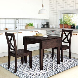 IGEMAN 3-Piece Wood Dining Table Set, Breakfast Nook Table with 2 X-back Chairs for Small Places