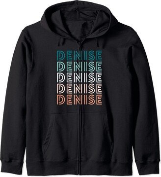 Personalized Birthday Gifts for Women Girls Denise Name Retro Color Woman Zip Hoodie