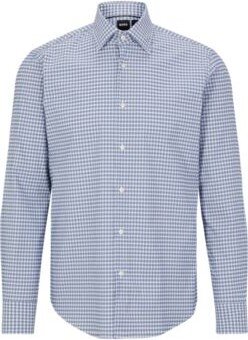 Regular-fit shirt in checked performance-stretch fabric