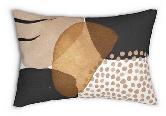 Abstract, Throw Lumbar Pillow With Insert, Mid Century, Black Beige, Fancy Stylish, Apartment, Home Office Decor, Accent