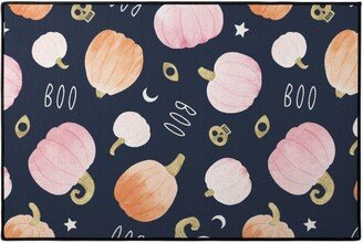 Door Mats: Pastel Pumpkins Party - Multi Door Mat, Orange