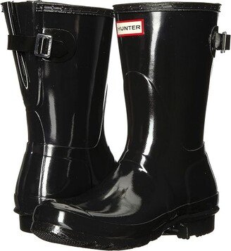 Back Adjustable Short Gloss Rain Boots (Black) Women's Rain Boots