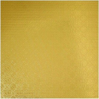 O'Creme Gold Wraparound Square Cake Pastry Drum Board 1/4 Inch Thick, 14 Inch x 14 Inch - Pack of 10