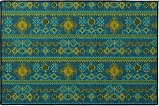 Door Mats: Kilim - Ocean Tones Door Mat, Green