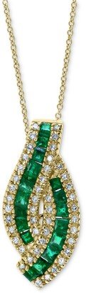 Emerald (7/8 ct. t.w.) & Diamond (1/5 ct. t.w.) 18 Pendant Necklace in 14k Gold