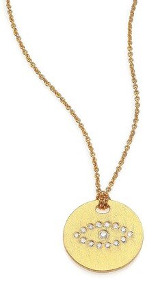 Tiny Treasures Diamond & 18K Yellow Gold Evil Eye Disc Pendant Necklace