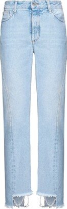 Frayed-Edge Straight Leg Skinny Jeans