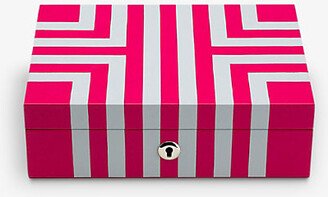 Womens Pink Rapport London Maze Striped Leather Jewellery box