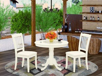 Modern Dining Table Set- A Wooden Table and Linen Fabric Chairs, Linen White