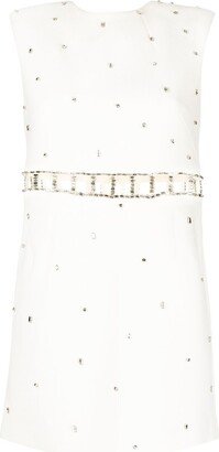 Sleeveless Rhinestone Mini Dress