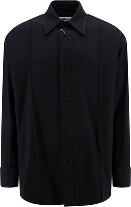 Inverted-Pleated Long-Sleeved Buttoned Shirt