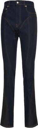 High rise stretch cotton denim jeans-AA
