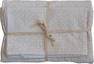 Storied Home Cotton Bed Cover and 2 Shams with Geometric Pattern