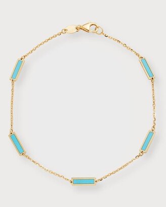 18k Yellow Gold Turquoise Station Bracelet