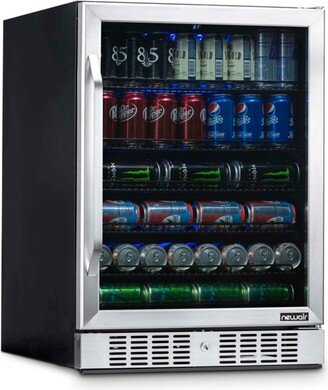 24 Built-in 177 Can Beverage Fridge in Stainless Steel with Precision Temperature Controls and Adjustable Shelves