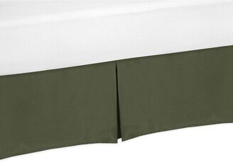 Dark Green Queen Bed Skirt for Woodland Camo Collecton - Solid Color Hunter Forest Olive Rustic Deer