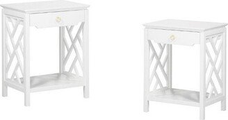 Set of 2) Modern Night Stand in White - Comfort Pointe