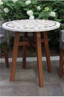 Counter Height Spanish Marble & Eucalyptus Table