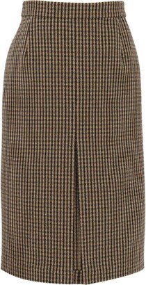 Check-Pattern Straight Skirt