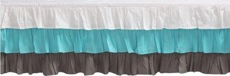 3 Layer Ruffled Crib/Toddler Bed Skirt - White/Aqua/Gray