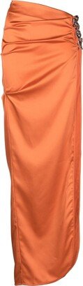 Slit-Detail Satin Maxi Skirt