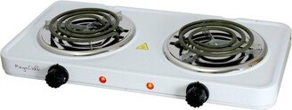 MegaChef Portable Dual Electric Coil Cooktop - White