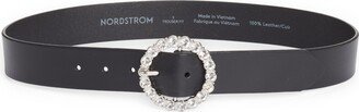 Lila Crystal Buckle Leather Belt