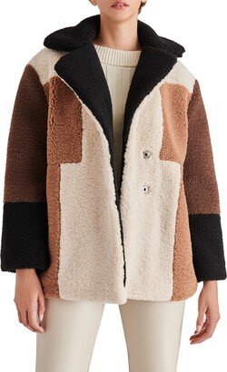 Colorblock Faux Shearling Jacket