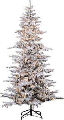 Sterling Tree Company 7.5Ft Flocked Cambridge Fir Tree With 550 Clear Lights