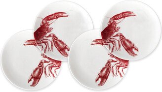 Lobsters Red Canapes Plate, Set of 4