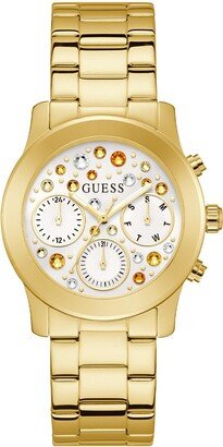 Ladies 38mm Watch - Gold Tone Strap White Dial Gold Tone Case