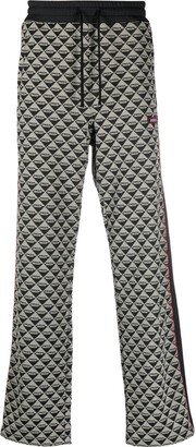 Geometric-Pattern Straight-Leg Trousers