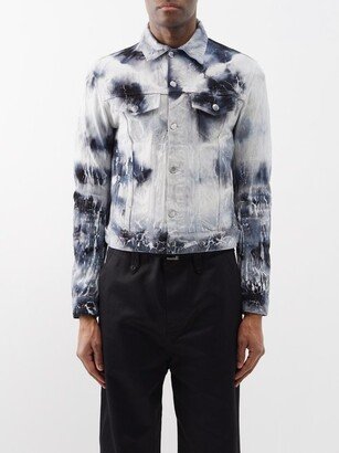 Tie-dye Cracked-denim Jacket