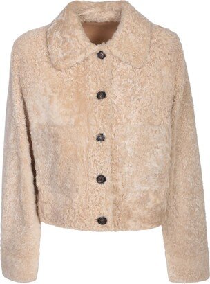 Fuzzy Shearling Outerwear With Beadwork