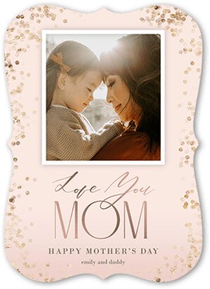 Mother's Day Cards: Elegant Border Bokeh Mother's Day Card, Pink, 5X7, Matte, Signature Smooth Cardstock, Bracket