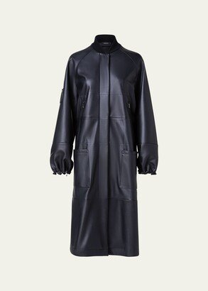 Nappa Leather Long Bomber Coat