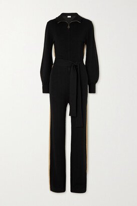 Gelio Belted Merino Wool And Lurex Jumpsuit - Black